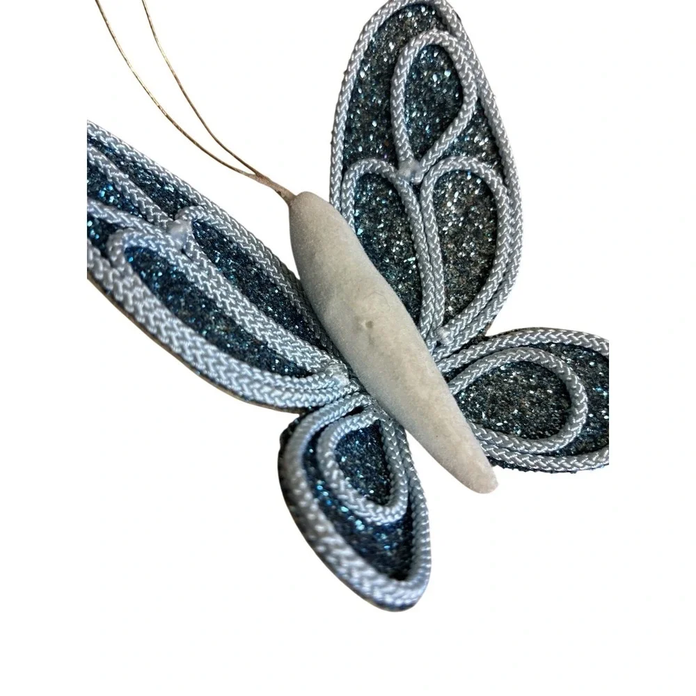 Butterfly Christmas Ornaments Blue Clip 2 pc 3x4